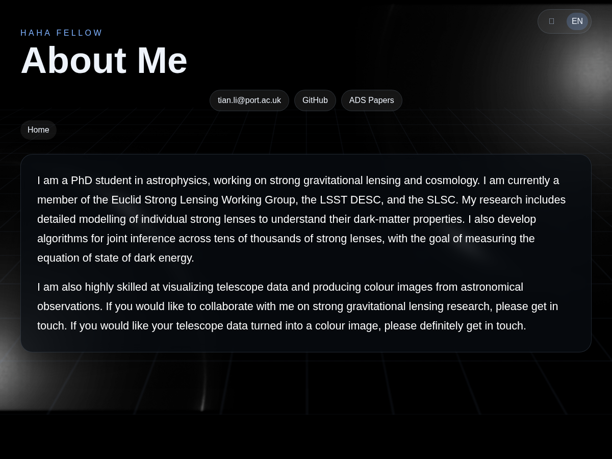 About Me page preview